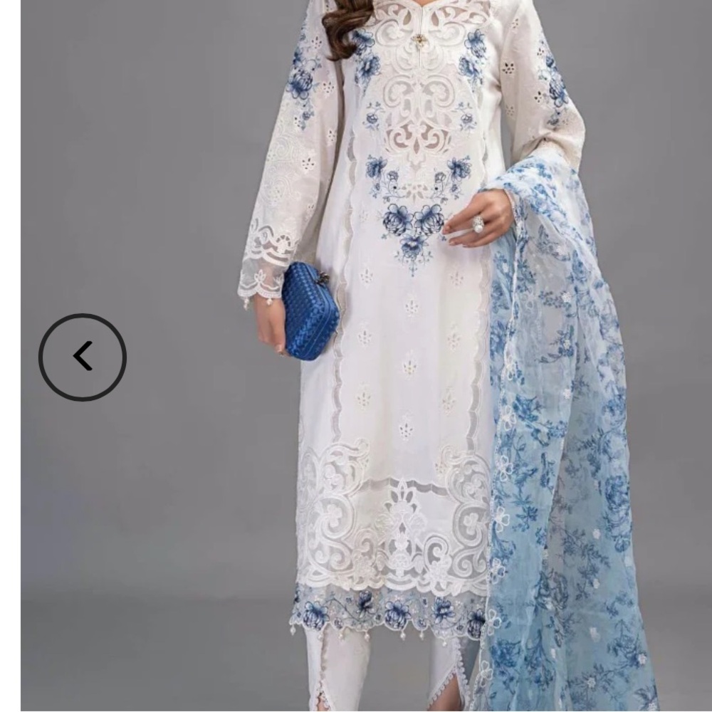 Maria B White & Blue Floral Embroidered suit - OPEN TO ALL OFFERS